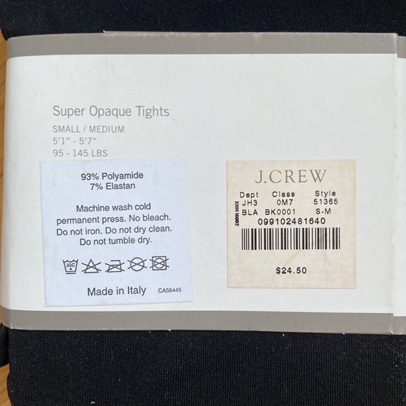 NWT J. Crew Black Opaque Tights - Picture 3 of 4